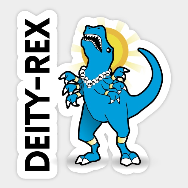 Deity-Rex - Dinosaur Pun Design Sticker by Nonstop Shirts